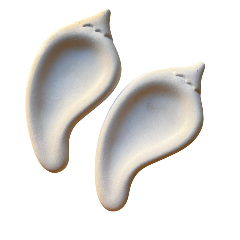 Lot of Two Ceramic Chili Peppers Bisque Ready to Paint Southwest Decor